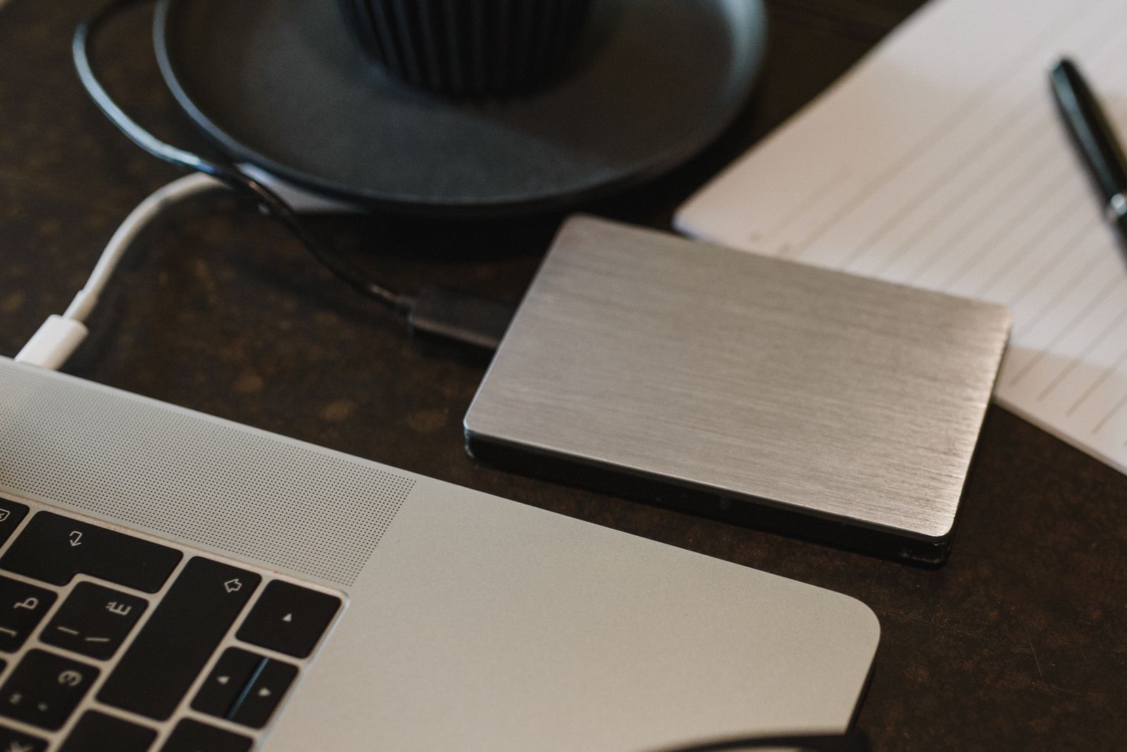 Portable drive connected to laptop
