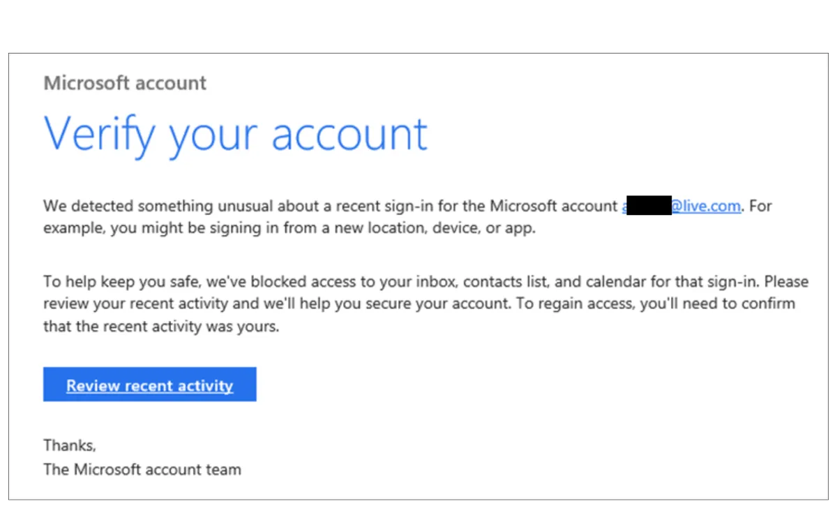 Phishing email